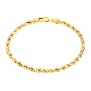 14K Yellow Gold 2.5mm Diamond Cut Rope Chain Link Bracelet Mens Womens 7" 8" 9" - Picture 1 of 72