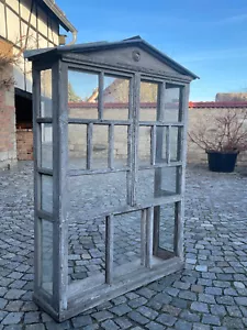 1/7/224 Pflanzhaus Vitrine Holzfenster Gewächshaus Garten Deko shabby antik - Bild 1 von 14