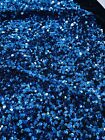 Turquoise 5mm sequins on a Black stretch velvet 2 way stretch,sold by the yard