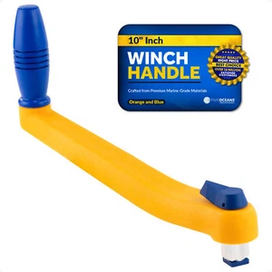 10" Locking Universal Floating Winch Handle Orange & Blue, Fiberglass Reinforced - Picture 1 of 7