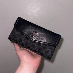 Coach lange Geldbörse Clutch Münzfach Signatur Logo schwarz Canvas PVC & Leder - Bild 1 von 7