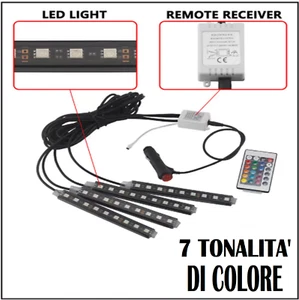 ✅ STRISCIA PER INTERNI AUTO 9 LED RGB LUCI VANO PIEDI ATMOSFERA TELECOMANDO 12V - Picture 1 of 10