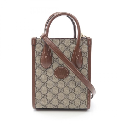 Borsa a tracolla Gucci Interlocking G Mini Tote 671623 tela pelle beige usata