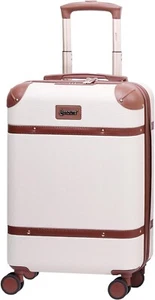 Cabin Suitcase Luggage Ultra Quiet 4 Wheel Carry On Hand Luggage TSA Lock Beige - Picture 1 of 7