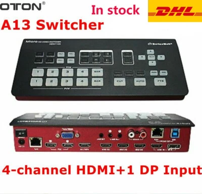 New OTON A13 Video Switcher Multi Stand 4-Channel HDMI+1 DP input SDI DVD Output - Image 1 of 4