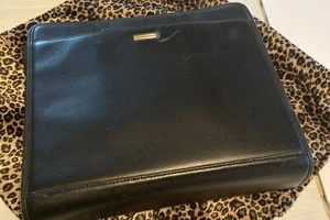 Franklin Covey Black Leather Executive Portfolio Briefcase Hidden Top Handles - Picture 1 of 16