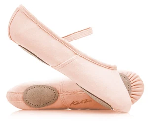 Pink Canvas Split Sole Ballet Shoes Childs & Adults All Sizes By Katz Dancewear - Picture 1 of 8