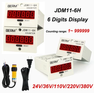 JDM11-6H 6-stellige Anzeige elektronischer Zähler Relais Steuerung DC 24V~380V - Bild 1 von 4