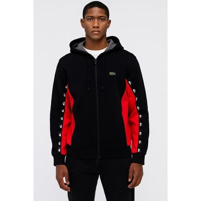 Sudadera con Capucha Deportiva Lacoste Caimán en Mangas Cremallera Bloque de Color Street Grunge Talla-L Foto 1 de 4