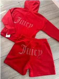 Red Hoodie & Short CoOrd Tracksuit Lounge Set One Size 8/12 Juicy Gems โค๏ธ๐๐ - Picture 1 of 3