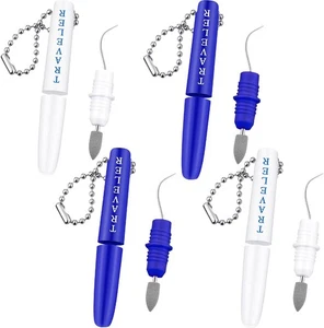 4 Pieces Travel Dental Tooth Picks Mini Metal Toothpick Holder Reusable... - Picture 1 of 8