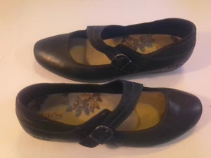 Taos  Leather Mary Jane Wedge Heel Comfort Shoes 13802 BLACK 10 Hook & Loop - Picture 1 of 4