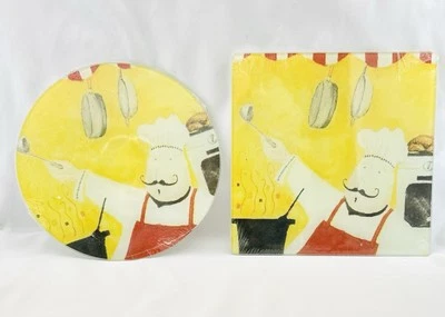 Set Of 2 Cooking Concepts FRENCH CHEFS  Tempered Glass Square Cutting Board NEW - Image 1 of 4
