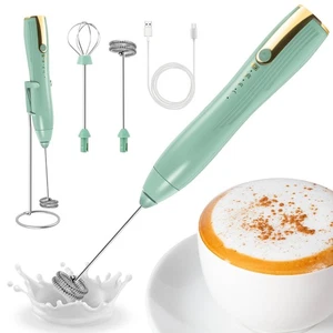 Powerful Handheld Milk Frother, Whisk Drink Mixer, Rechargeable Electric Foam... - Picture 1 of 8