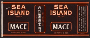 Vintage label SEA ISLAND BRAND spice Mace Allen Rethemeyer Co St Louis MO unused - Picture 1 of 2