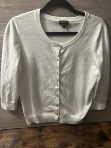 Talbots Strickjacke Pullover Gr. Large Pima Baumwolle - Knopfleiste - beige Strick - Preppy - Bild 1 von 3