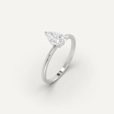 1 carat Pear Cut Engagement Ring | 100% Natural Diamond in 14k White Gold - Image 1 of 4