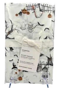 POTTERY BARN SCARY SQUAD STANDARD PILLOWCASES SET 2 NEW HALLOWEEN GHOST CAT - Picture 1 of 3