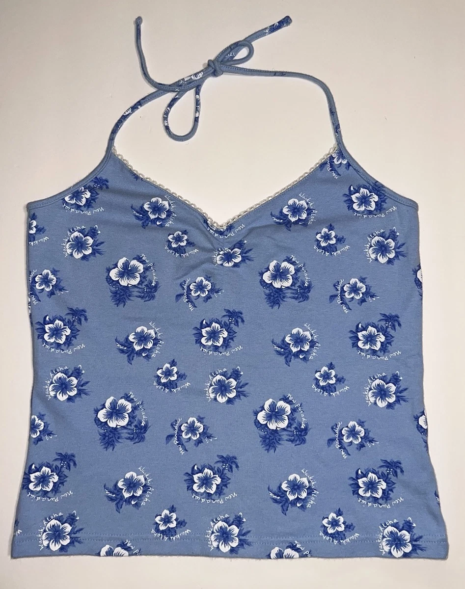 Women's Hawaiian Shirt Sleeveless Tank Top - Floral Print Button Down Cami For Summer