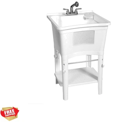 Durable 24" W x 24" D Utility Sink with Towel Bar - Perfect for Indoor & Outdoor - Image 1 of 4