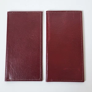 Vintage Hallmark Maroon Red Bonded Leather Thin Checkbook Cover Holder Unused - Picture 1 of 8