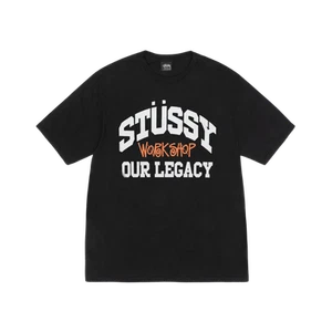 Stussy x Our Legacy Work Shop Pigment Dyed Collegiate T-Shirt Black - Picture 1 of 1
