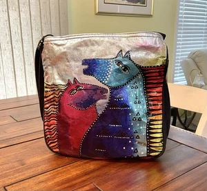 **Neu mit Etikett** Laurel Burch große Beuteltasche türkis Stute und Fohlen foliert - Artikel LB8071 - Bild 1 von 14