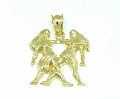 New 10k yellow solid Gold Gemini zodiac astrology Pendant charm fine jewelry 2g - Image 1 of 4