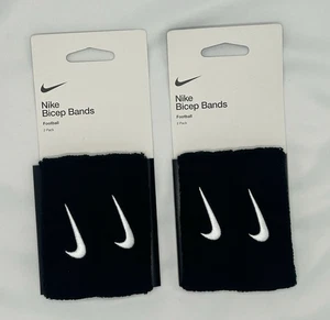 Nike Swoosh NEWFootball Bicep Bands 1 1/2" Unisex Black/White 2 PK - Picture 1 of 6
