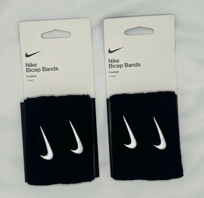 Nike Swoosh NEWFootball Bicep Bands 1 1/2" Unisex Black/White 2 PK - Image 1 of 4