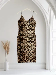 Women’s Animal Print Bodycon Dress Size Large Lightweight Stretch Holiday Party  - Picture 1 of 20