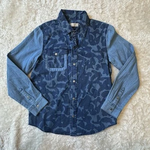 NWT Stella McCartney Boy’s Button Up Samuel Camo Blue Print Sleeve Sz 8 - Picture 1 of 12