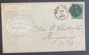 1870 New York USA Advertising Cover To Perrygoburgh - Picture 1 of 2