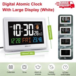 Atomic Digital Clock for Bedrooms, Large Display, Temperature, Humidity, Alarm - Picture 1 of 9