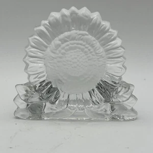 PartyLite Frosted Clear Glass Sunflower Tea Light Votive Candle Holder - Picture 1 of 10