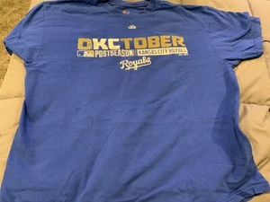 Kansas City Royals OKTOBER Postseason Majestic XL Blue World Series Shirt - Picture 1 of 4