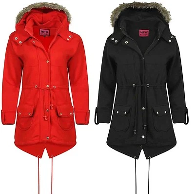 BRAND NEW LADIES WOMENS DUFFLE WOOL COAT WINTER HOODED TOGGLE JACKET PLUS SIZES - Image 1 of 3