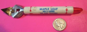 VTG MAPLE LEAP BAR & LOUNGE METAL PLASTIC BOTTLE CAN SODA OPENER MAPLEWOOD IN - Picture 1 of 2