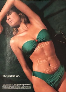 1990 Tanqueray Special Dry Gin VTG 90s PRINT AD Sexy Bikini Girl The Perfect Tan - Picture 1 of 5