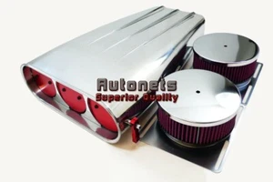 Washable Polish Aluminum Fin Single/Dual Carb 4BBL Red Butterfly StreetAir Scoop - Picture 1 of 1