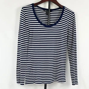 Top para mujer American Dream azul marino a rayas cuello redondo L elástico náutico informal - Imagen 1 de 12