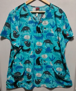Dickies / ANKO scrubs x 2, sz 2XL, "Save the Rainforest" "Halloween" Used & New - Picture 1 of 21