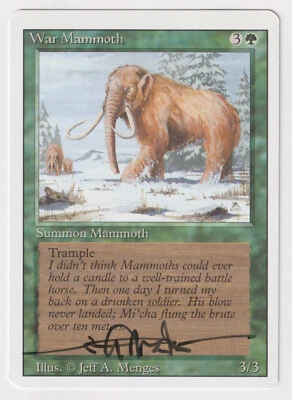Signed War Mammoth Proof HP Revised Artist Jeff A. Menges 1994 WOTC MTG Magic AP - Image 1 of 2