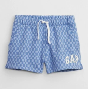 Gap Kids Logo Blue Checkered Girl Elastic Waistband Pull On Shorts Size 8 - Picture 1 of 4