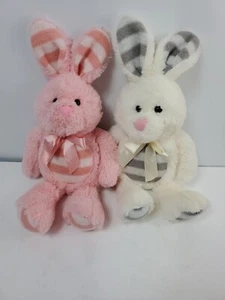 2 Dan Dee Hase Kaninchen Streifen Plüschtier 18 Zoll Ostern rosa/weiß Posten - Bild 1 von 7
