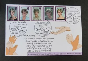 GB GBFDC Association 1998 Princess Diana Helping Hand GBD FDC Ltd ed 84 of 200 - Bild 1 von 2