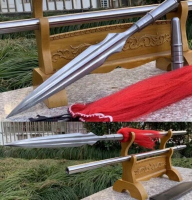 Chinese KUNG-FU Lance Pattern Folded Steel Sharp Sword Outdoors Hunting Spear  - Image 1 of 4