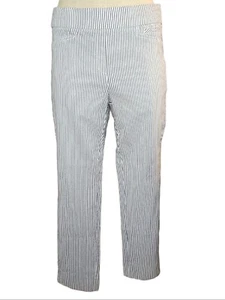 Anne Klein Pin Stripe Stretch Pull-On Pant Flat Front Women's Size 6 Capris - Picture 1 of 7