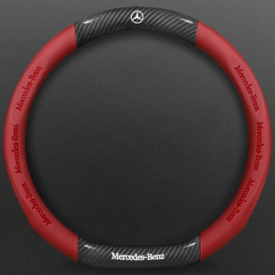 For Mercedes-Benz Red D-Shape 15" Steering Wheel Cover Universal Car Accessories — 第 1/3 张图片