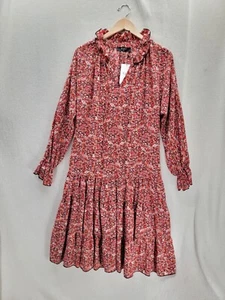 NEW O.P.T Floral Poppy Boho Prairie Ruffle Oversized Dress Size-XS - Foto 1 di 12